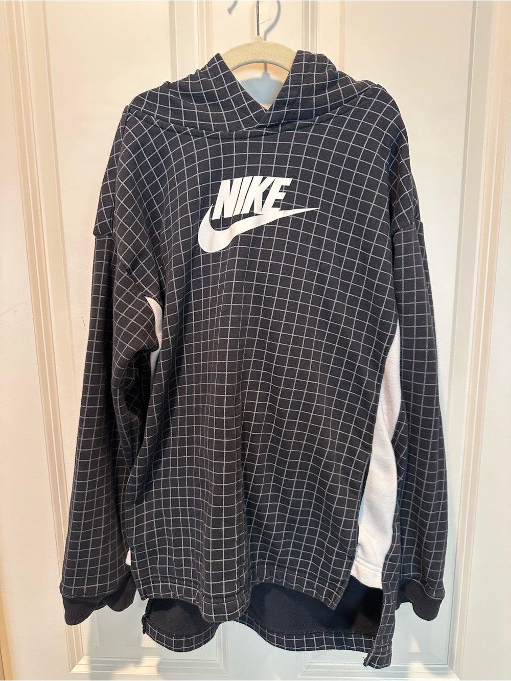 Nike Black Grid Hoodie with White Swoosh